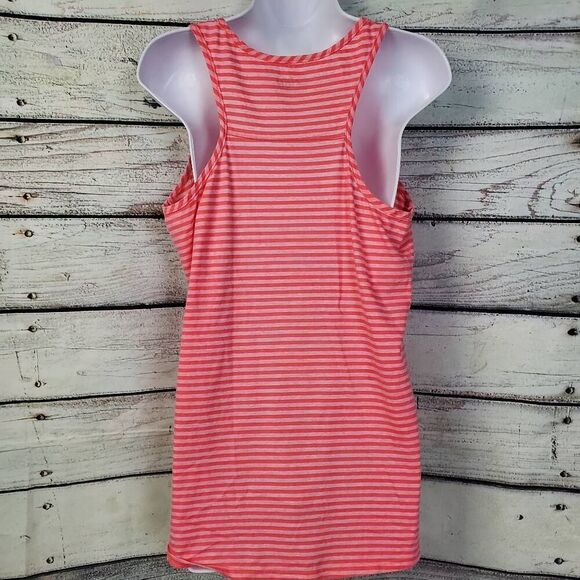 Maurices Coral Pink Striped Tank Top M Lightweight Racerback Casual Summer - Picture 3 of 6